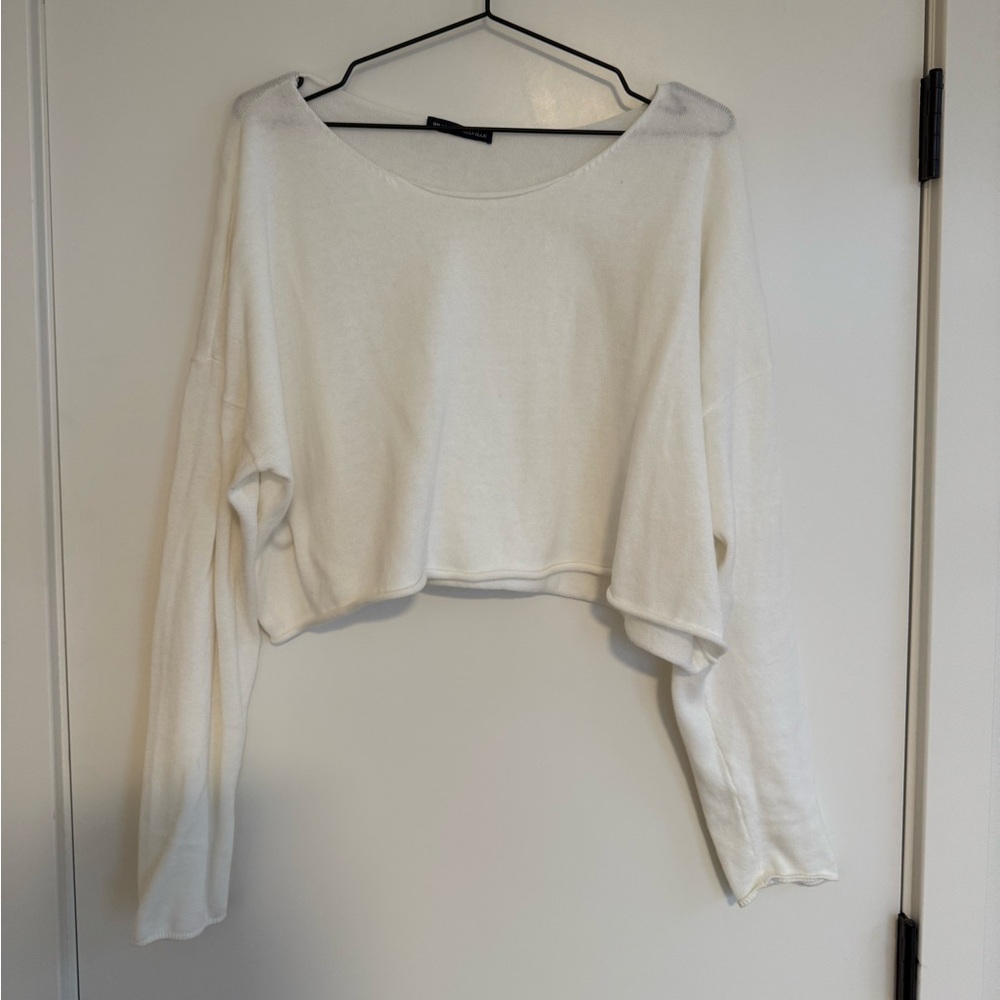 Brandy Melville Cropped Knit Top Cream